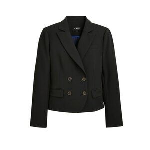 NWT JCrew Slim Fit Double Breasted Blazer Jacket Womens 6 Black Stretch BT545